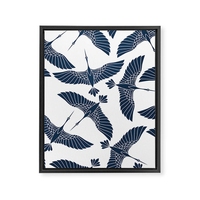 Abstract Japanese Herons Framed Canvas Print Gallery Image 1