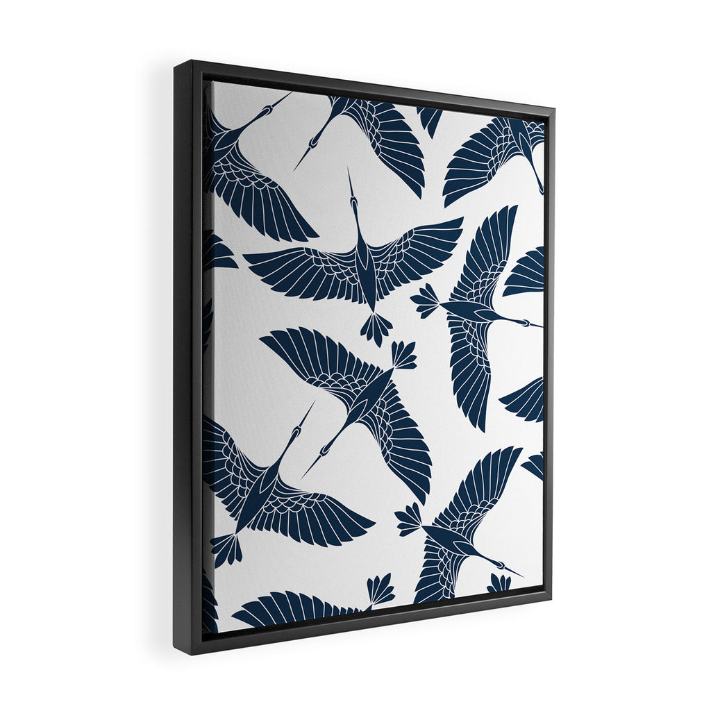 Abstract Japanese Herons Framed Canvas Print Gallery Image 2