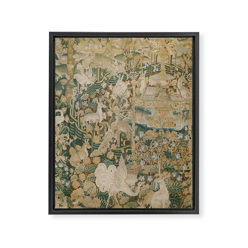 Antique 16th Century Flemish Gothic Woodland Animal Landscape Tapestry Framed Canvas Print Gallery Image 6