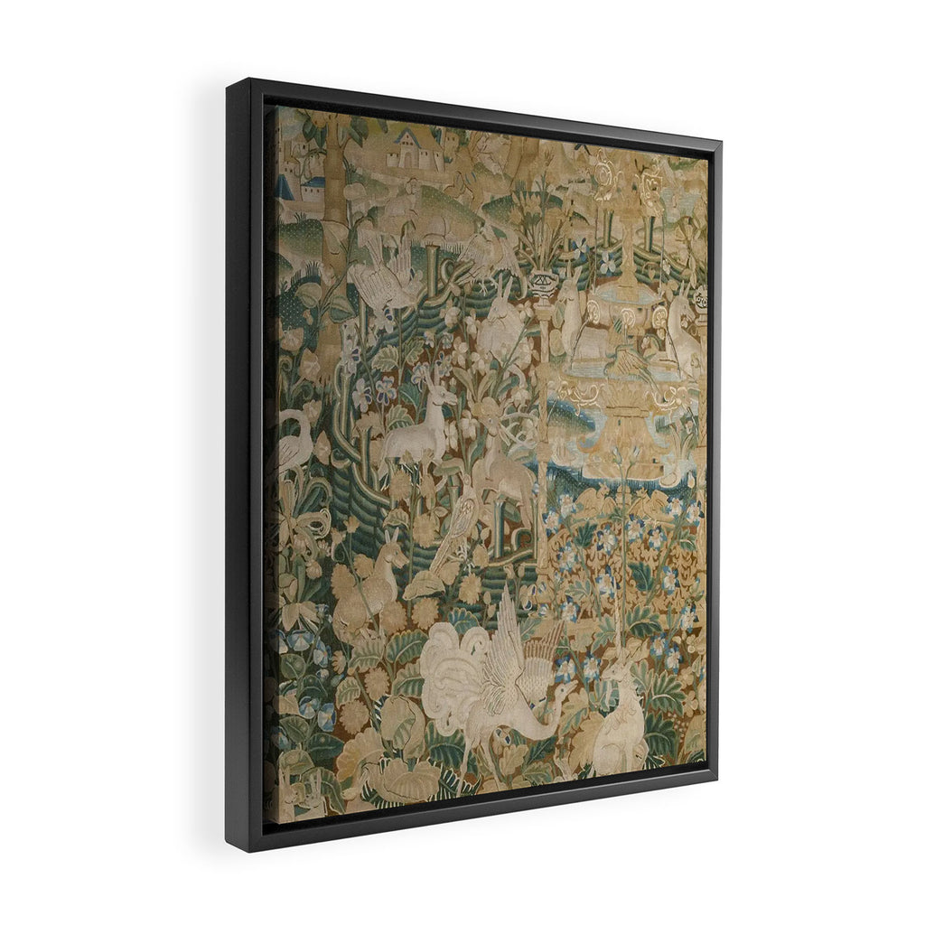 Antique 16th Century Flemish Gothic Woodland Animal Landscape Tapestry Framed Canvas Print Gallery Image 2