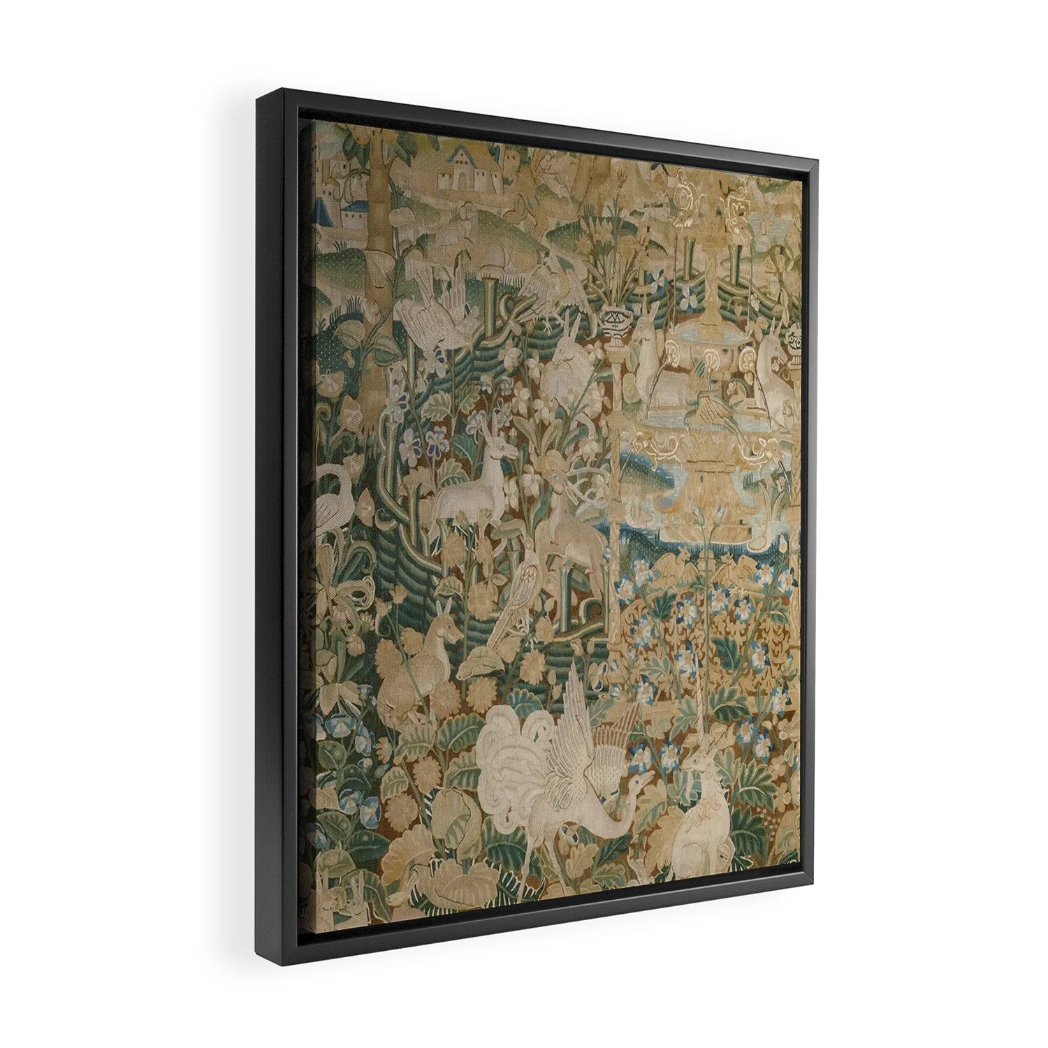 Antique 16th Century Flemish Gothic Woodland Animal Landscape Tapestry Framed Canvas Print Gallery Image 2