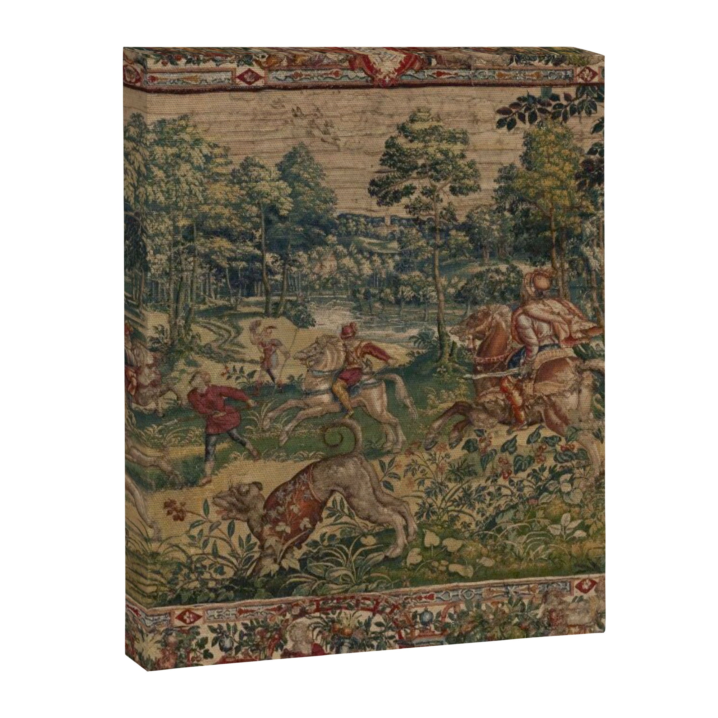 Antique 16th Century Pastoral Hunting Scene Flemish Tapestry Canvas Print Gallery Image 6