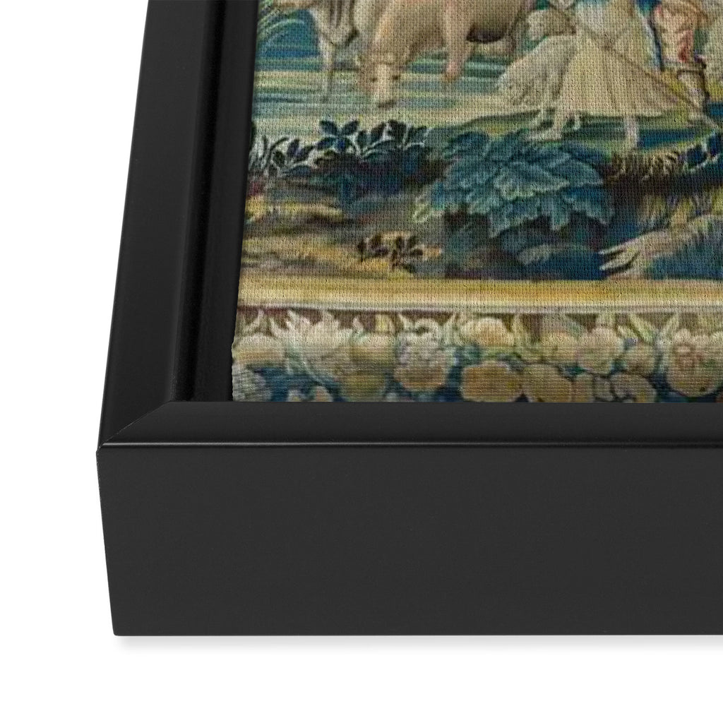 Antique 17th Century Flemish Verdure Lovers Landscape Tapestry Framed Canvas Print Gallery Image 3