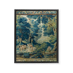 Antique 17th Century Flemish Verdure Lovers Landscape Tapestry Framed Canvas Print Gallery Image 8