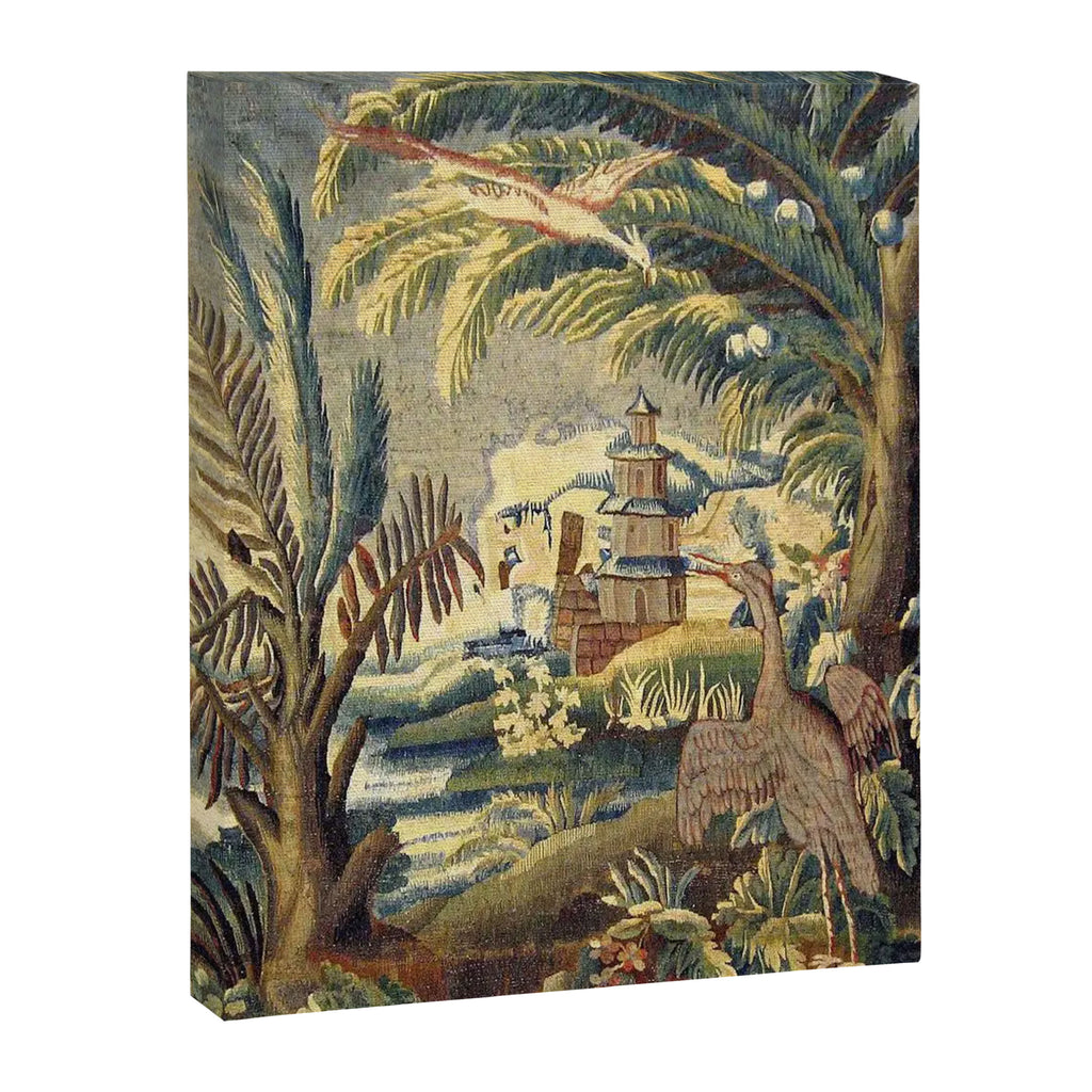 Antique 17th Century Flemish Chinoiserie Temple Landscape Tapestry Canvas Print Gallery Image 6