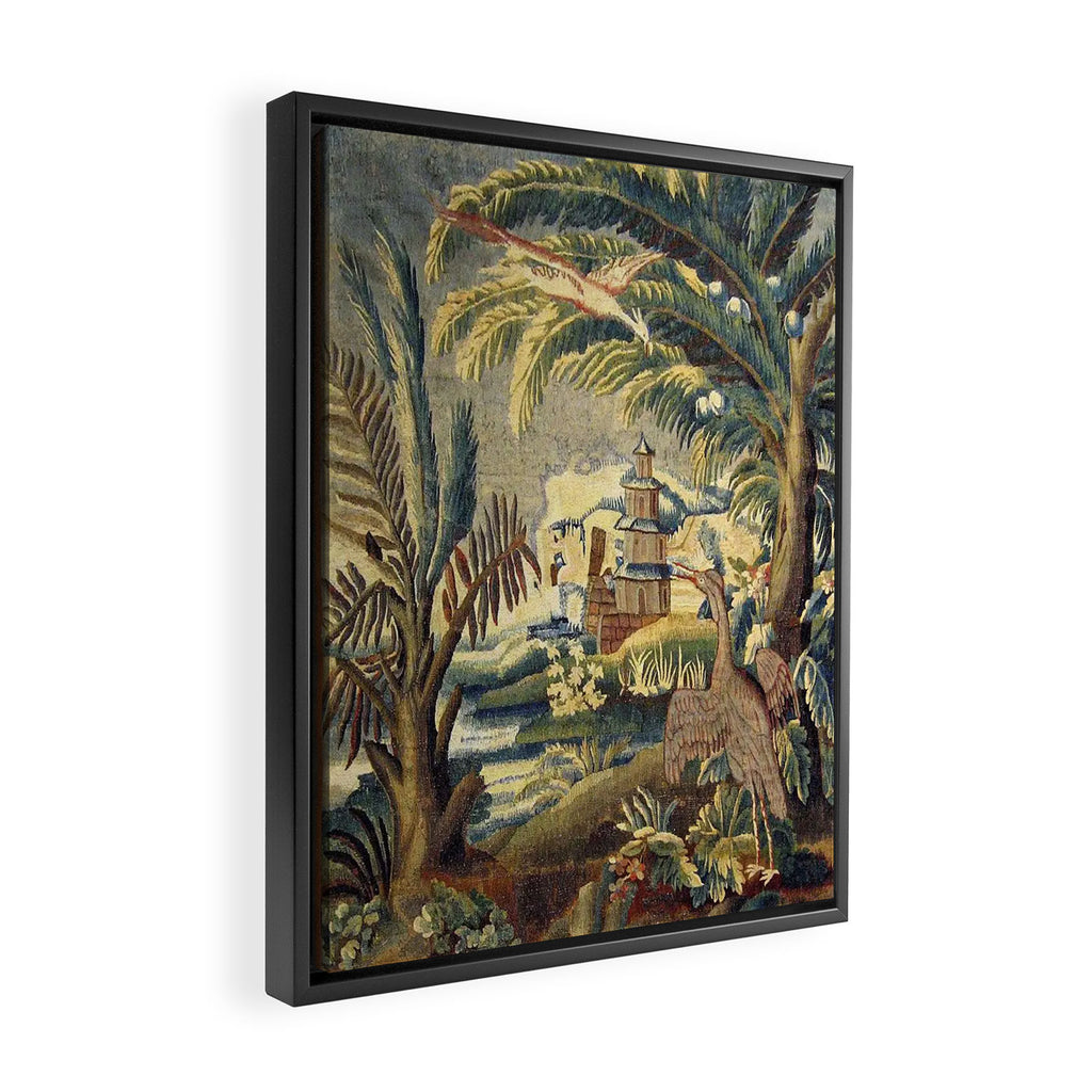 Antique 17th Century Flemish Chinoiserie Temple Landscape Tapestry Framed Canvas Print Gallery Image 2