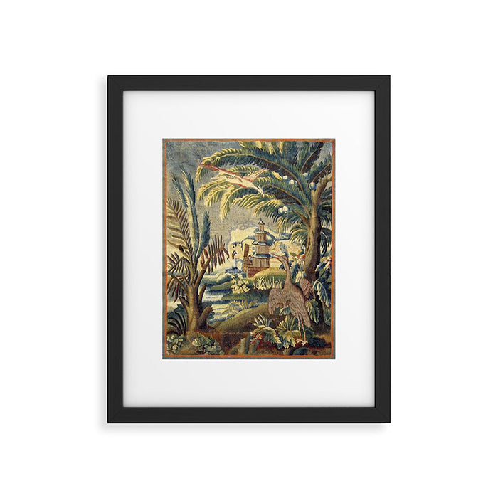 Antique 17th Century Flemish Chinoiserie Temple Landscape Tapestry Framed Art Print Gallery Image 1