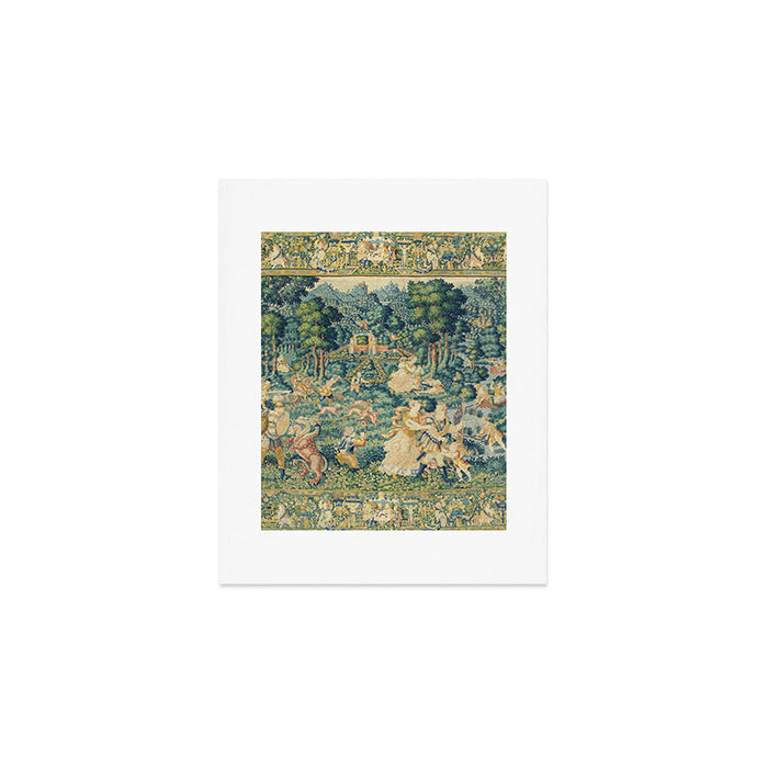 Antique 17th Century Flemish Verdure Landscape Tapestry Art Print Gallery Image 1