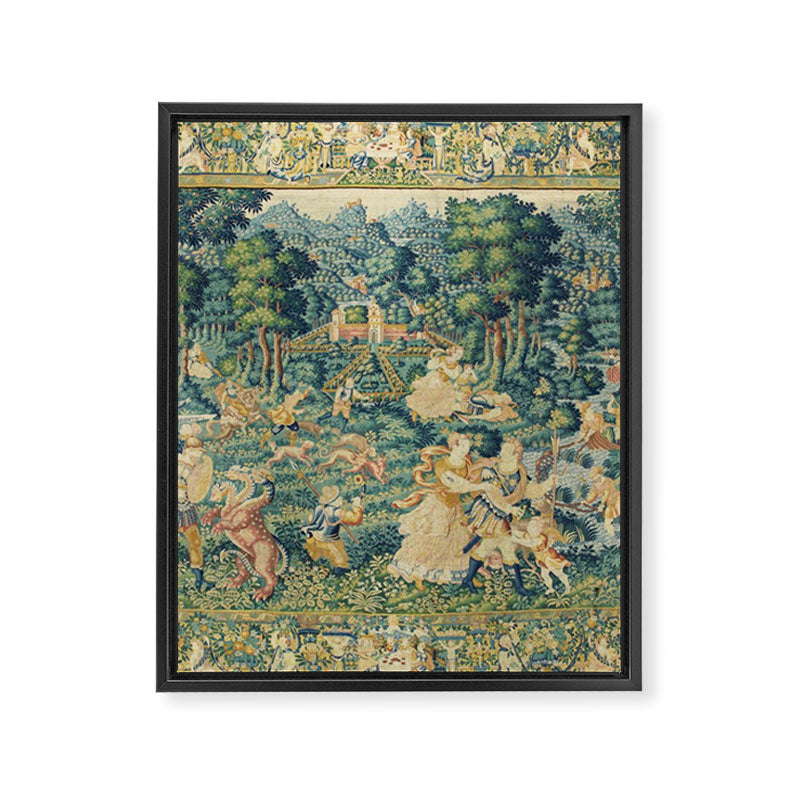 Antique 17th Century Flemish Verdure Landscape Tapestry Framed Canvas Print Gallery Image 6