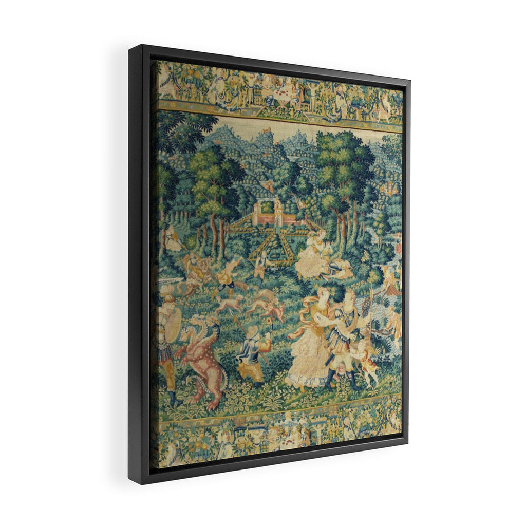 Antique 17th Century Flemish Verdure Landscape Tapestry Framed Canvas Print Gallery Image 2