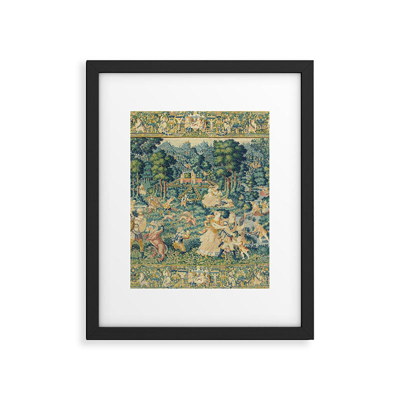 Antique 17th Century Flemish Verdure Landscape Tapestry Framed Art Print Gallery Image 5