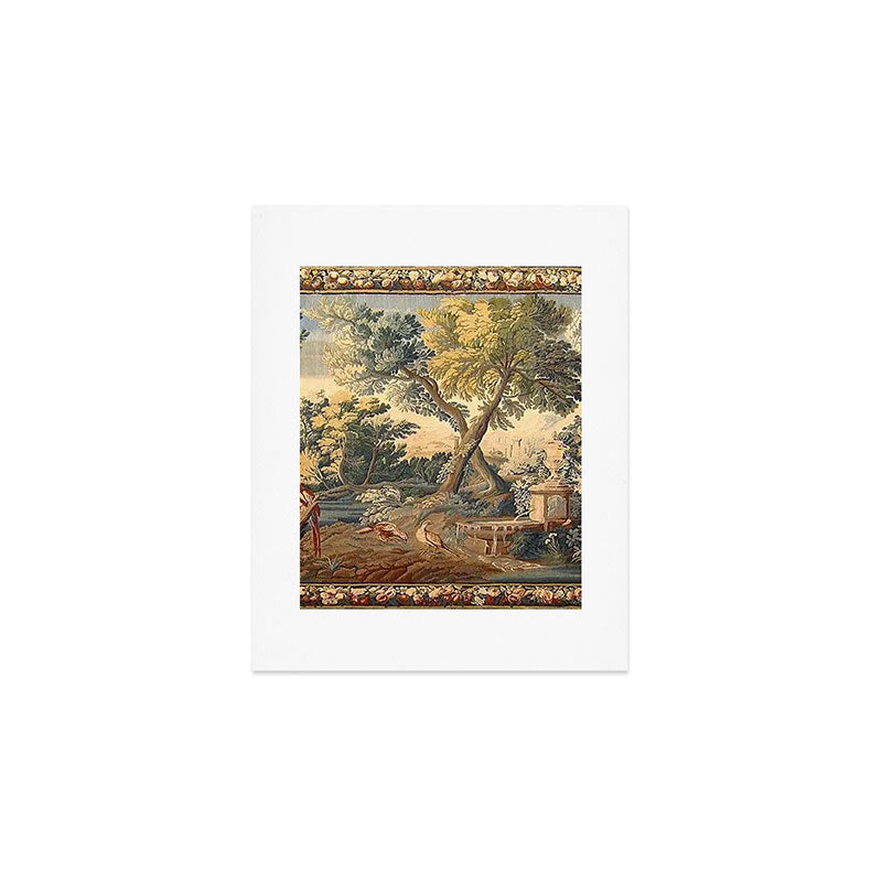 Antique 17th Century French Aubusson Verdure Garden Tapestry Art Print Gallery Image 1