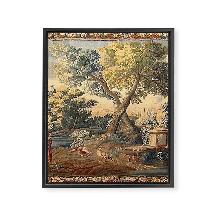 Antique 17th Century French Aubusson Verdure Garden Tapestry Framed Canvas Print Gallery Image 1