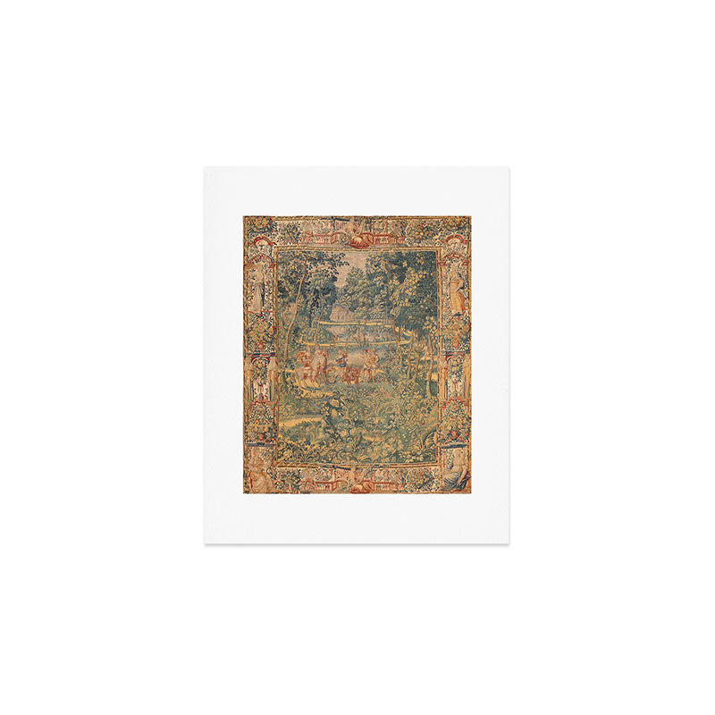 Antique 17th Century French Hunting Tapestry Art Print Gallery Image 1