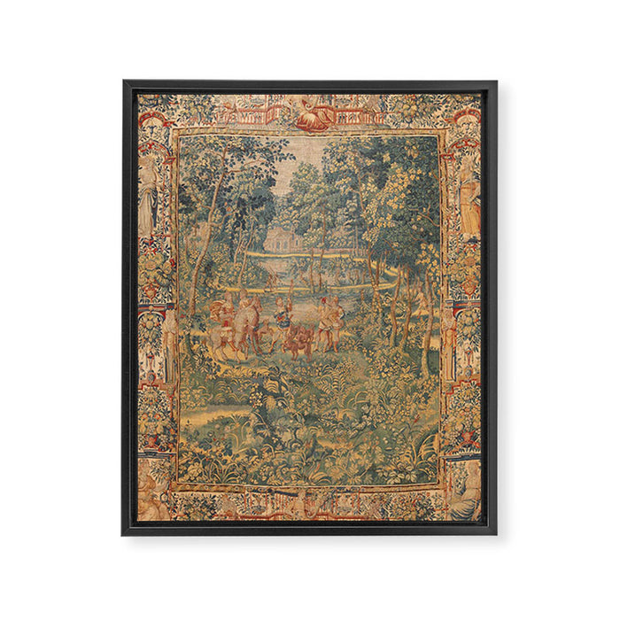 Antique 17th Century French Hunting Tapestry Framed Canvas Print Gallery Image 1