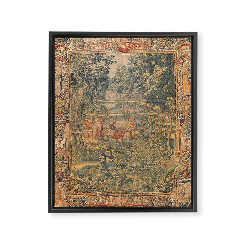 Antique 17th Century French Hunting Tapestry Framed Canvas Print Gallery Image 6
