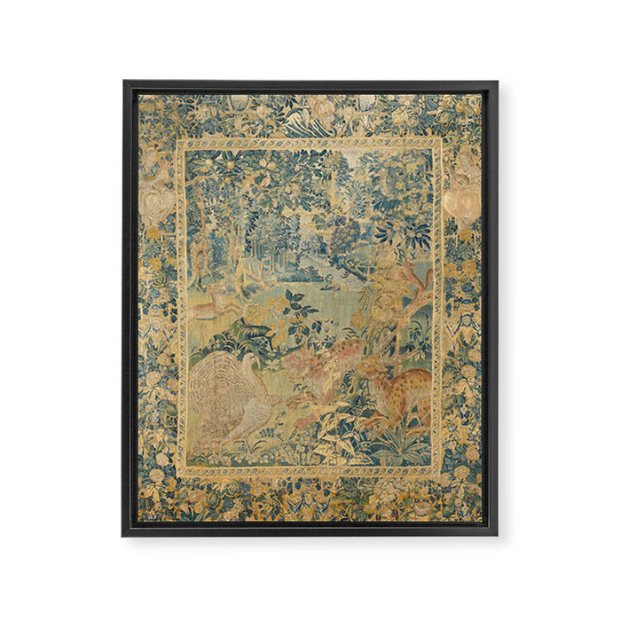 Antique 17th Century Gamepark French Aubusson Tapestry Framed Canvas Print Gallery Image 1