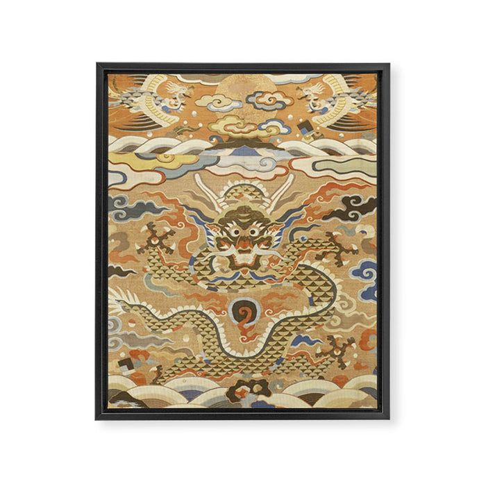 Antique 17th Century Golden Chinese Dragon Framed Canvas Print Gallery Image 1
