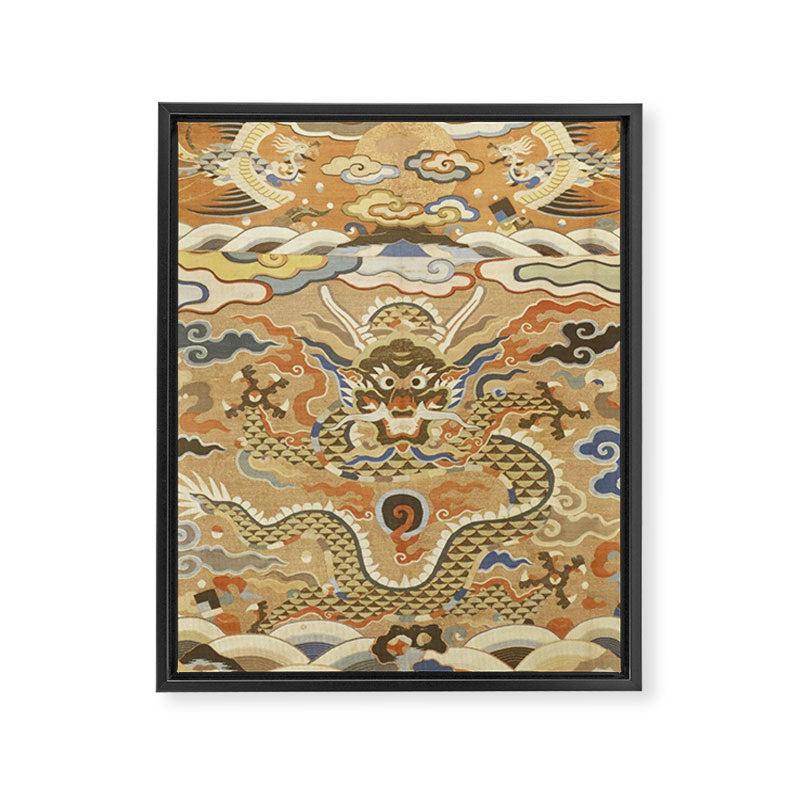 Antique 17th Century Golden Chinese Dragon Framed Canvas Print Gallery Image 8