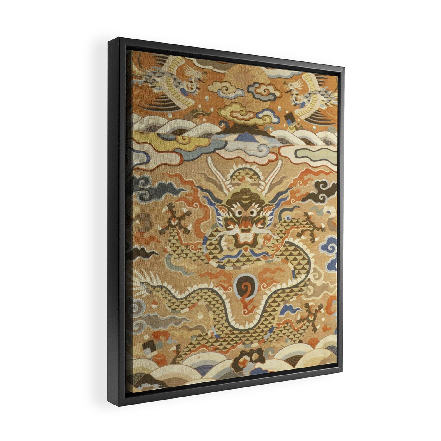 Antique 17th Century Golden Chinese Dragon Framed Canvas Print Gallery Image 2