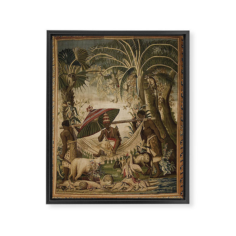Antique 17th Century Louis XIV Ancient India French Gobelin Tapestry Framed Canvas Print Gallery Image 6