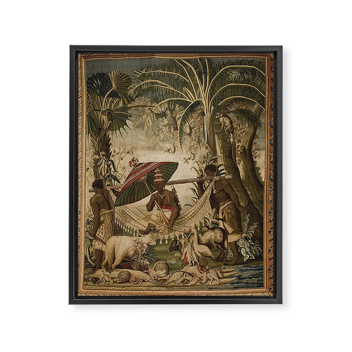 Antique 17th Century Louis XIV Ancient India French Gobelin Tapestry Framed Canvas Print Gallery Image 1