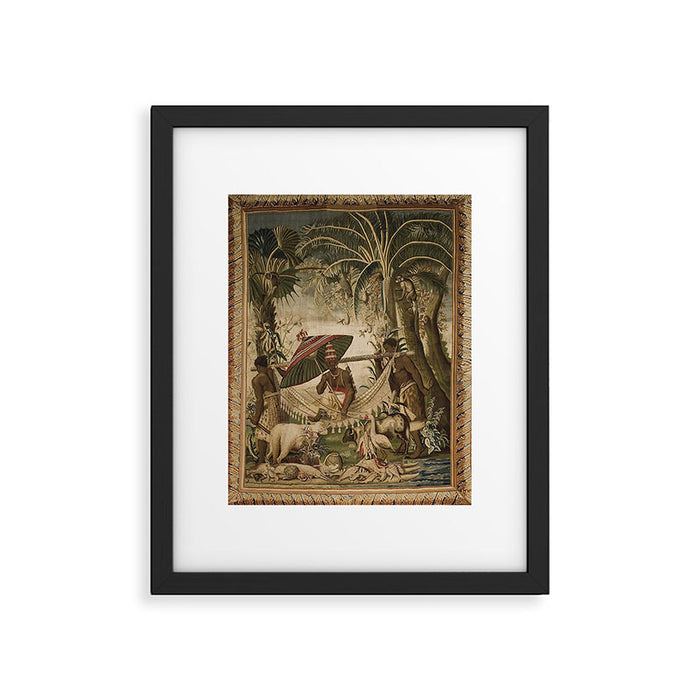 Antique 17th Century Louis XIV Ancient India French Gobelin Tapestry Framed Art Print Gallery Image 1
