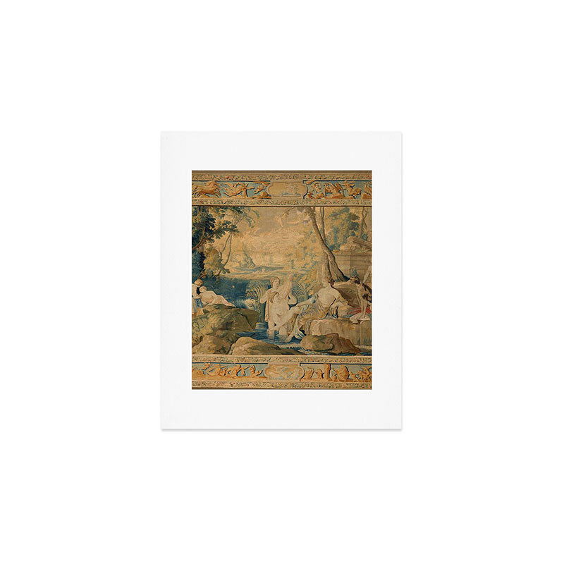 Antique 17th Century Mythological 'Diana and Her Nymphs' Tapestry Art Print Gallery Image 1