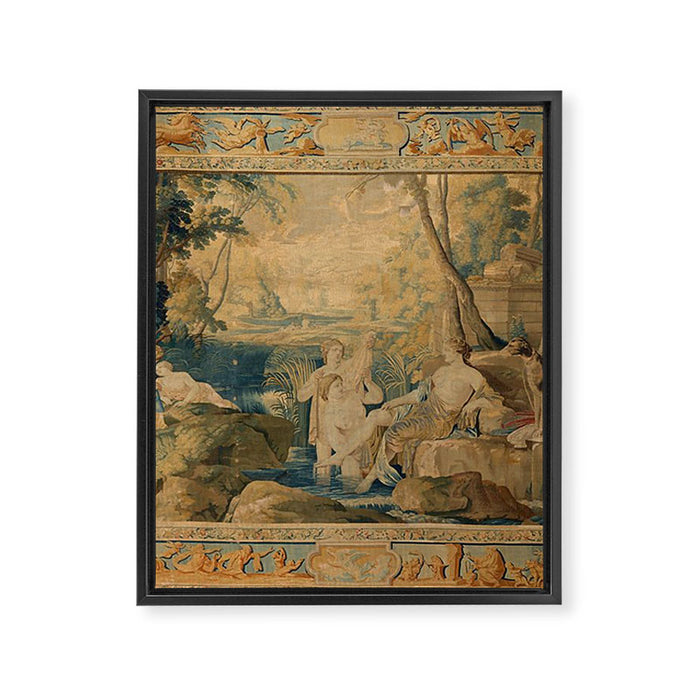 Antique 17th Century Mythological 'Diana and Her Nymphs' Tapestry Framed Canvas Print Gallery Image 1