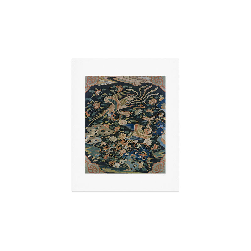 Antique 17th Century Phoenixes Chinese Qing Dynasty Tapestry Art Print Gallery Image 1