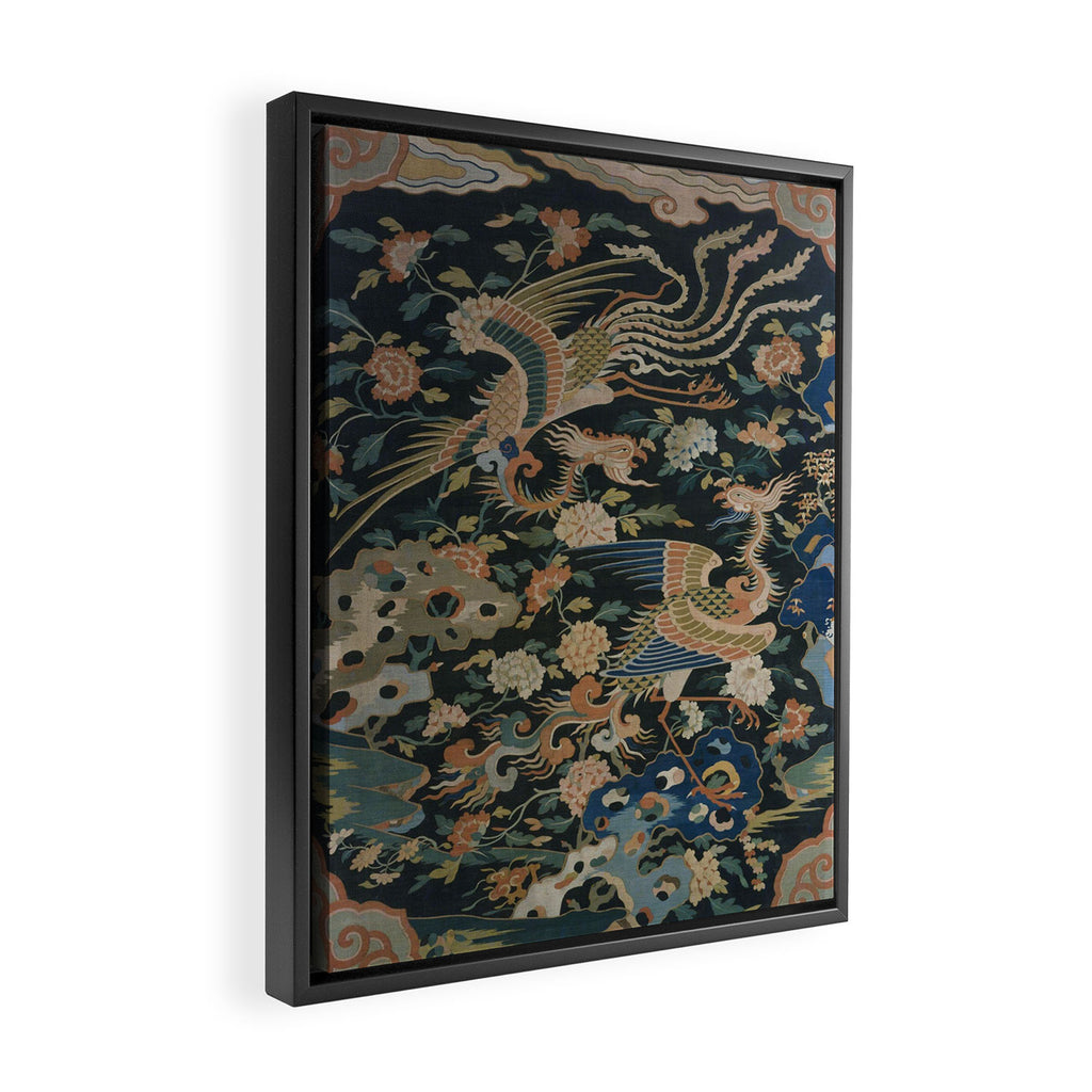 Antique 17th Century Phoenixes Chinese Qing Dynasty Tapestry Framed Canvas Print Gallery Image 2