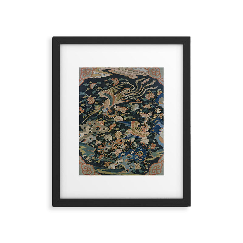 Antique 17th Century Phoenixes Chinese Qing Dynasty Tapestry Framed Art Print Gallery Image 5