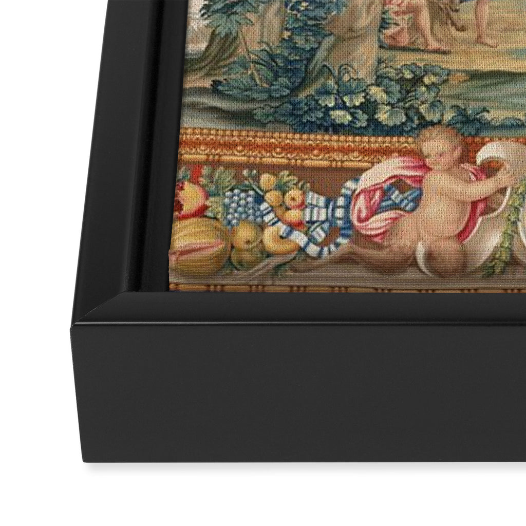 Antique 17th Century Romantic Mythological Garden Italian Tapestry Framed Canvas Print Gallery Image 3
