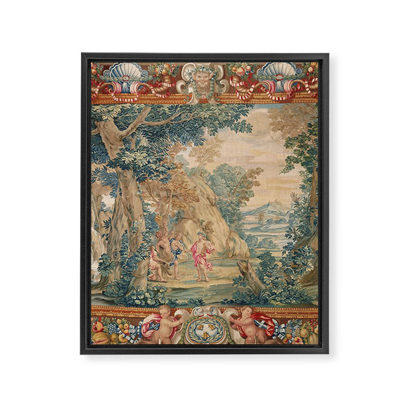 Antique 17th Century Romantic Mythological Garden Italian Tapestry Framed Canvas Print Gallery Image 8