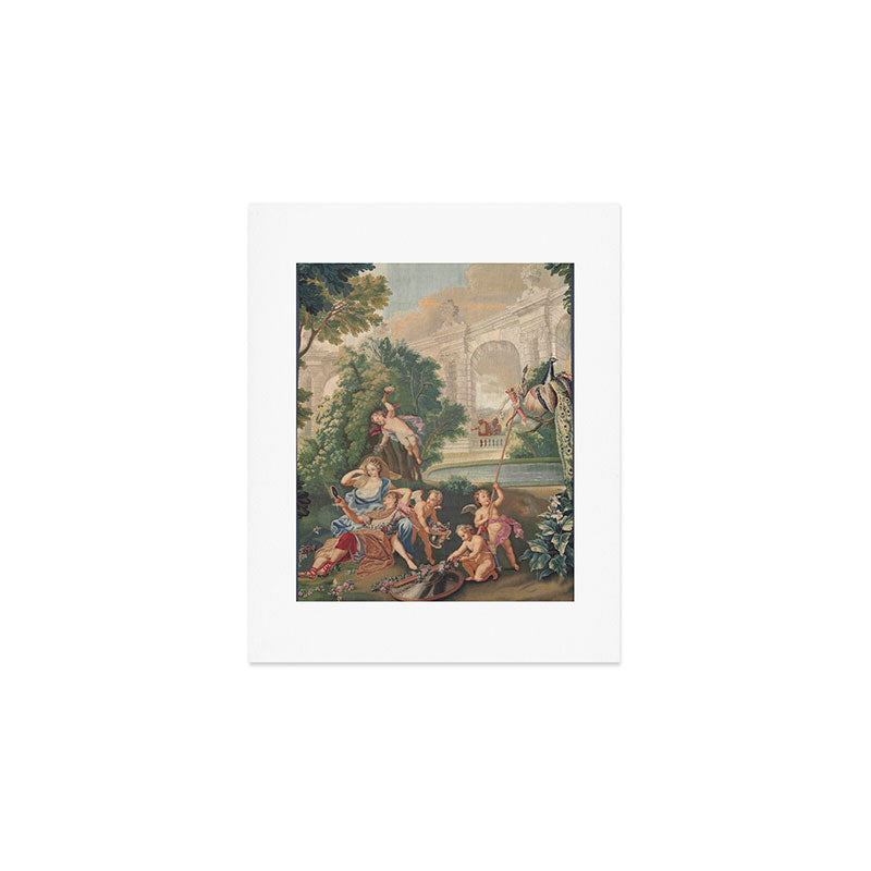 Antique 17th Century Romantic French Mythological Tapestry Art Print Gallery Image 1