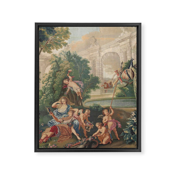 Antique 17th Century Romantic French Mythological Tapestry Framed Canvas Print Gallery Image 1