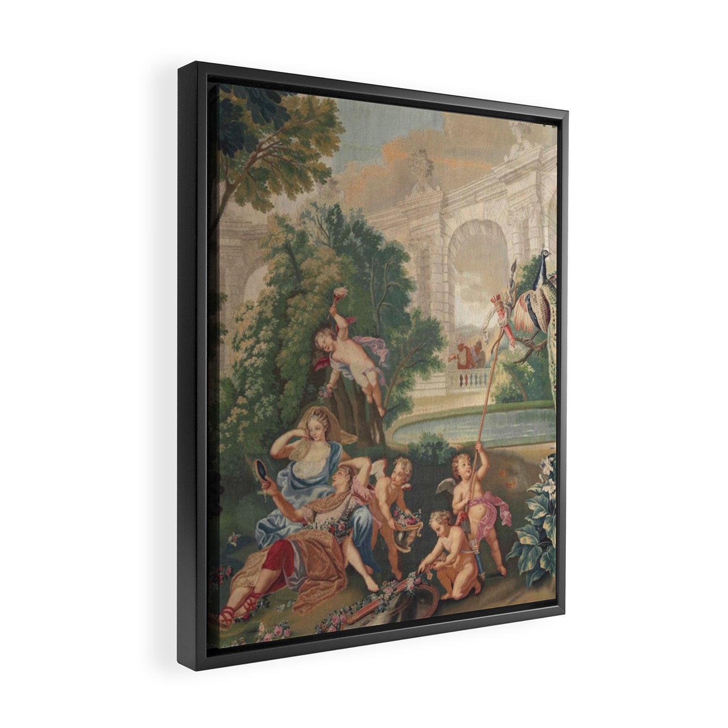 Antique 17th Century Romantic French Mythological Tapestry Framed Canvas Print Gallery Image 2