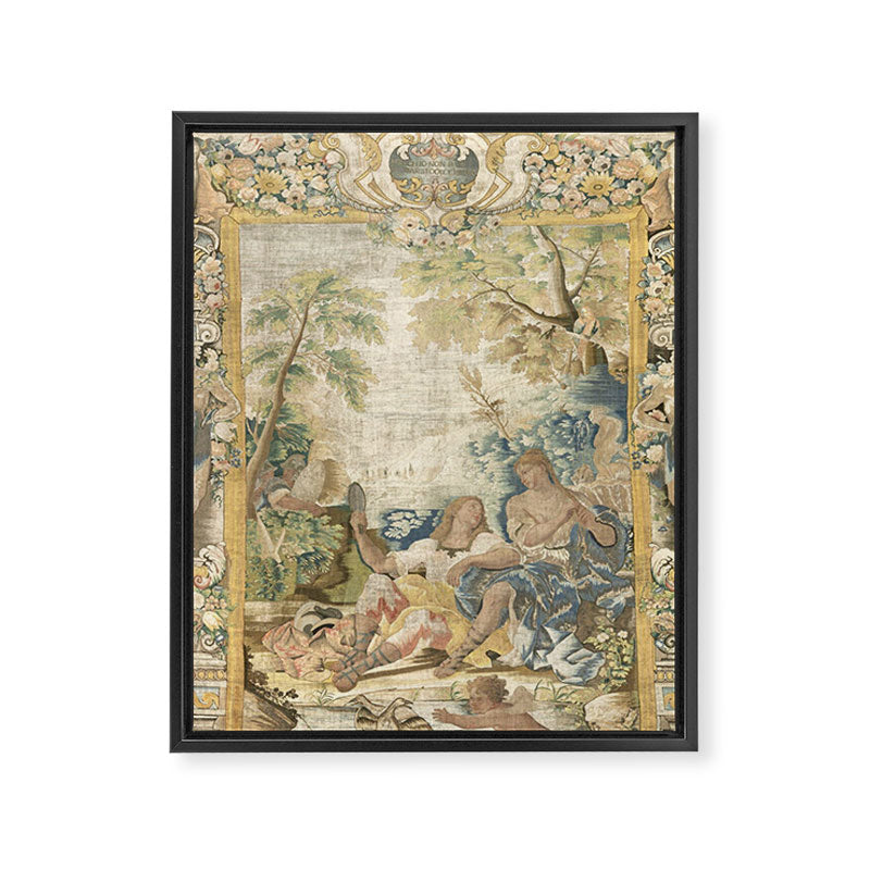 Antique 17th Century Romantic Warrior Italian Tapestry Framed Canvas Print Gallery Image 8