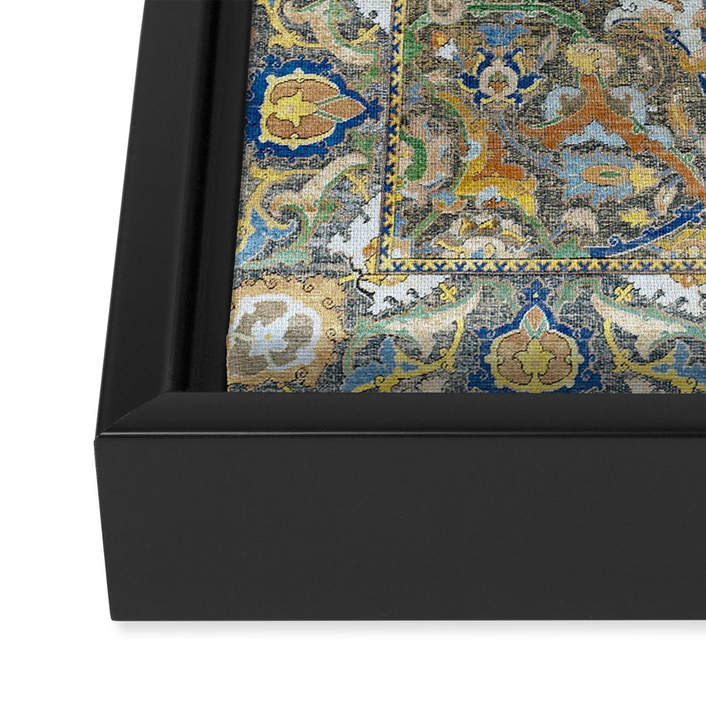Antique 17th Century Safavid Polonaise Golden Blue Persian Carpet Framed Canvas Print Gallery Image 3