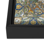 Antique 17th Century Safavid Polonaise Golden Blue Persian Carpet Framed Canvas Print Gallery Image 3