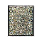Antique 17th Century Safavid Polonaise Golden Blue Persian Carpet Framed Canvas Print Gallery Image 6