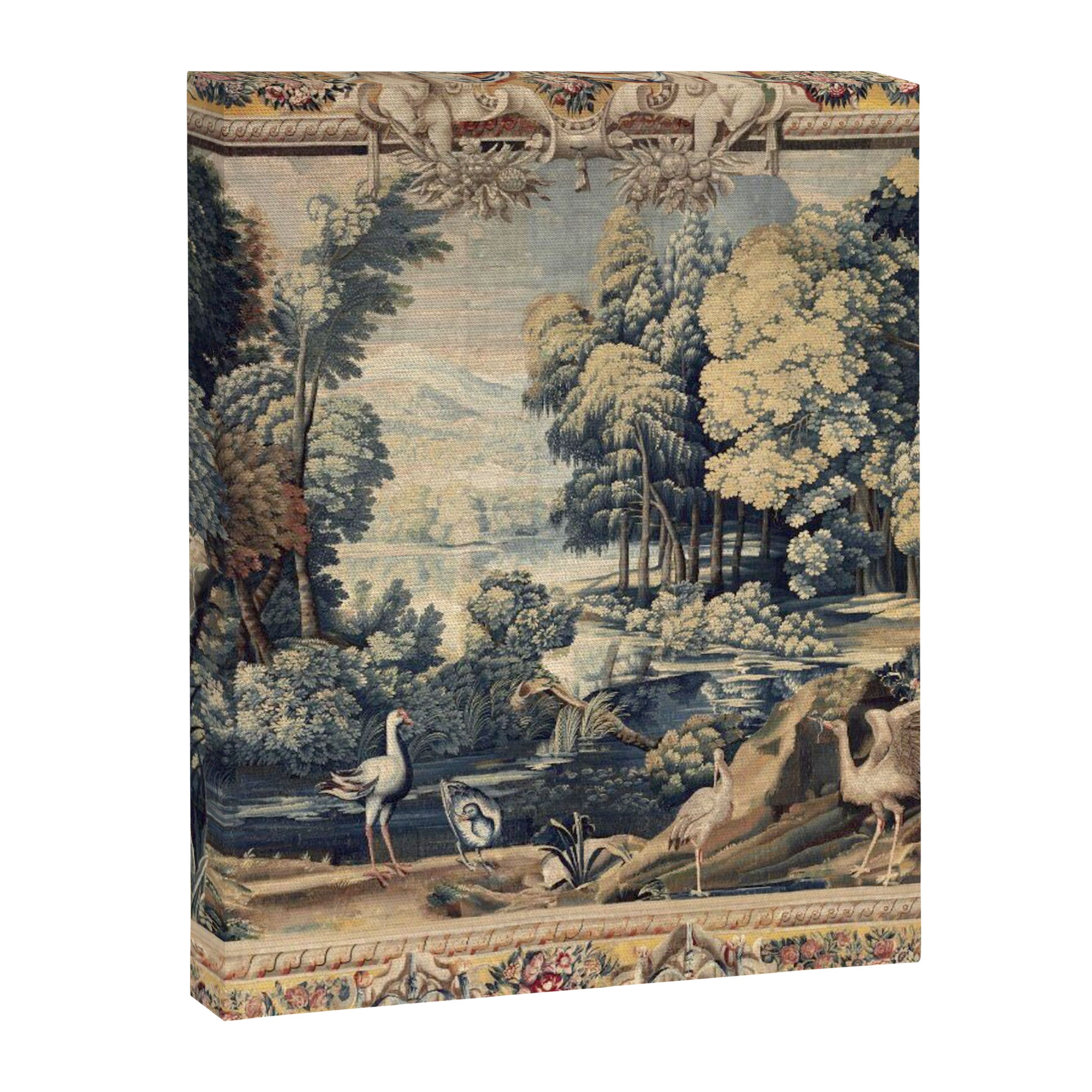 Antique 17th Century Verdure Bird Forest French Tapestry Canvas Print Gallery Image 6
