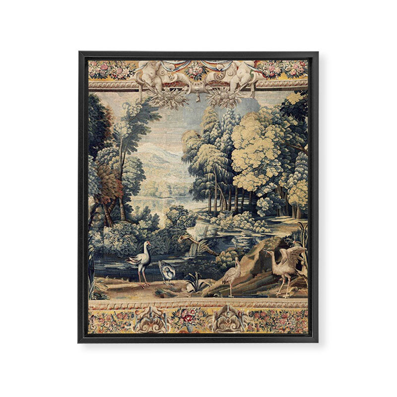 Antique 17th Century Verdure Bird Forest French Tapestry Framed Canvas Print Gallery Image 6
