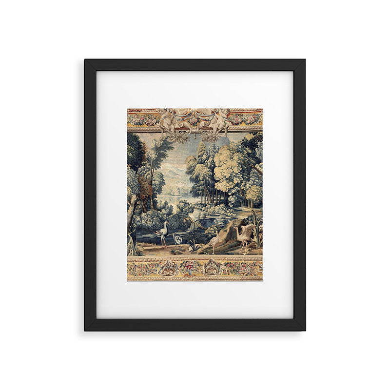 Antique 17th Century Verdure Bird Forest French Tapestry Framed Art Print Gallery Image 5