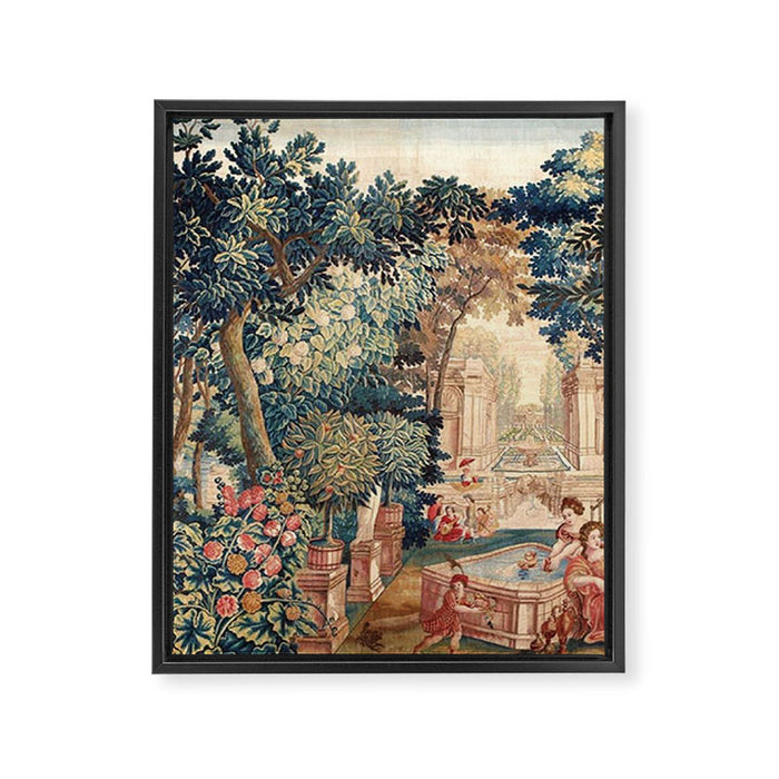 Antique 18th Century Allegory of Spring French Tapestry Framed Canvas Print Gallery Image 1
