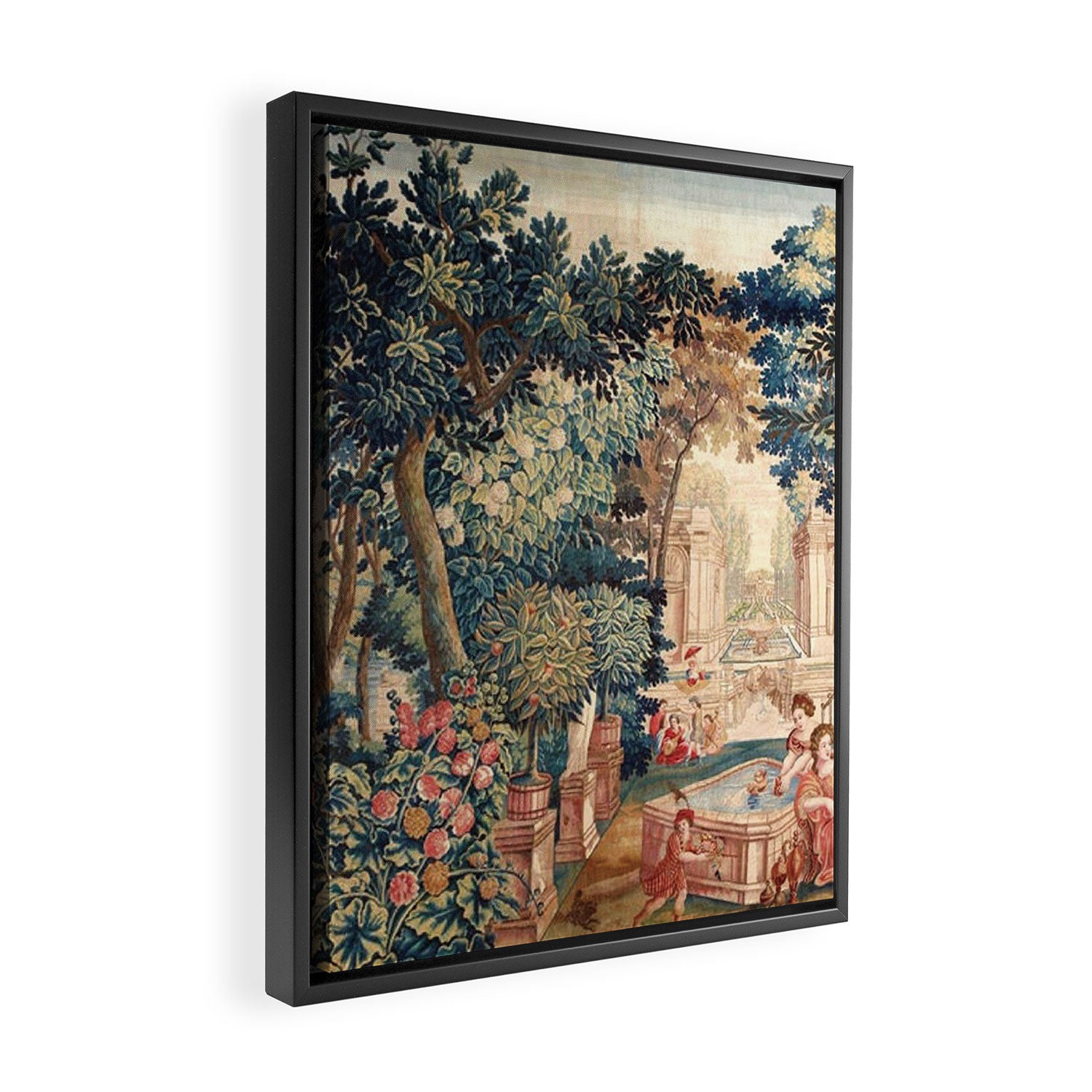 Antique 18th Century Allegory of Spring French Tapestry Framed Canvas Print Gallery Image 2