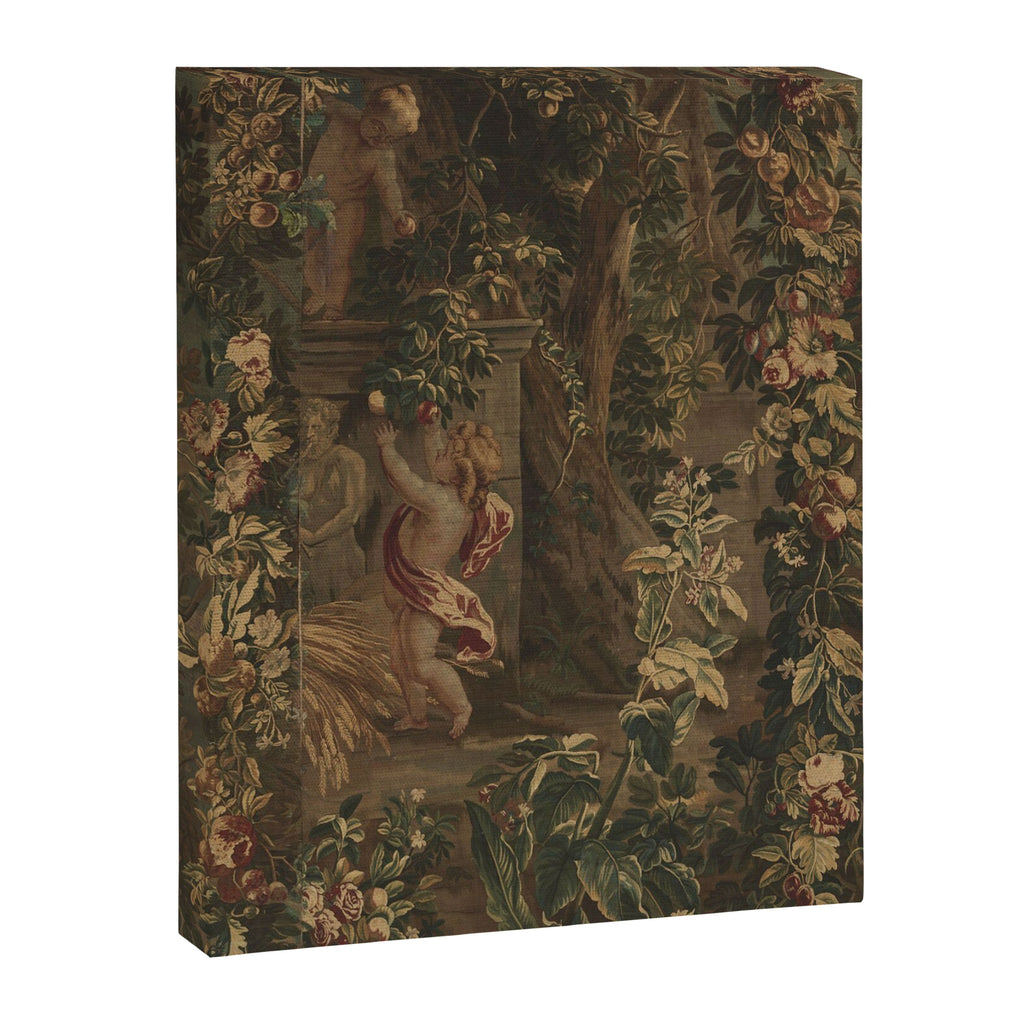 Antique 18th Century Cherub Rose Garden Tapestry Canvas Print Gallery Image 6