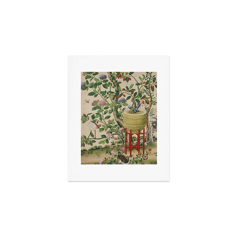 Antique 18th Century Chinoiserie Camellia Fruit Garden Art Print Gallery Image 1