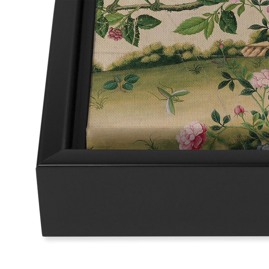Antique 18th Century Chinoiserie Camellia Fruit Garden Framed Canvas Print Gallery Image 3