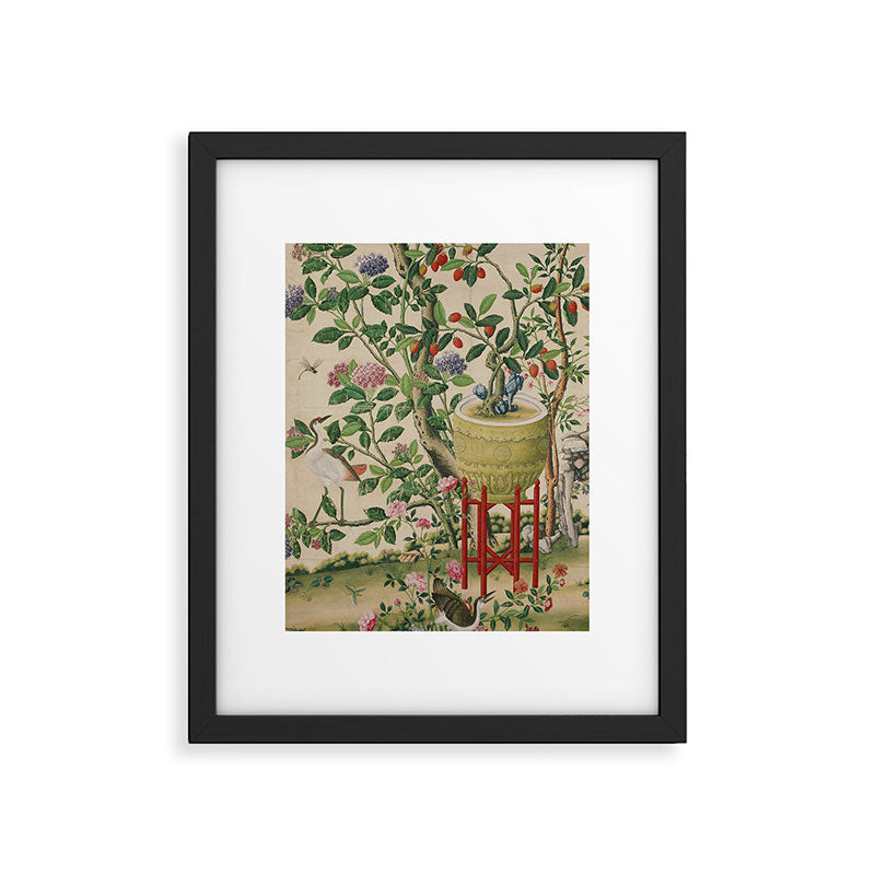 Antique 18th Century Chinoiserie Camellia Fruit Garden Framed Art Print Gallery Image 5